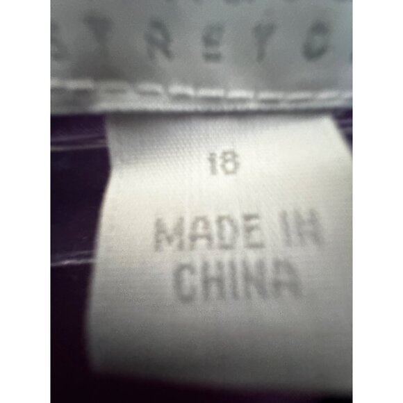 New York & Company V-Neck Stretch Dress Size 18 Purple & Black Slimming Illusion - Picture 9 of 9